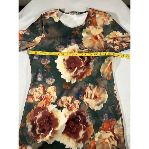 Bryn Walker Floral Tunic Blouse Top Womens Size Medium Green Pink Classic Garden - Picture 8 of 10